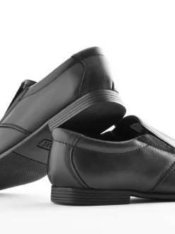 Noir - Chaussures d’école mocassins à enfiler en cuir