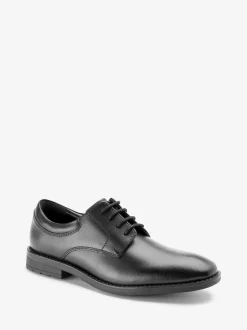 Noir - Chaussures Dentelle-up en cuir uni sur le devant