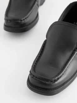 Noir - Chaussures style mocassins en cuir pour l'école