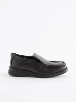 Noir - Chaussures style mocassins en cuir pour l'école