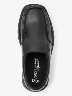 Noir - Chaussures style mocassins en cuir pour l'école