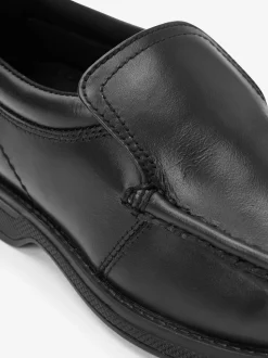 Noir - Chaussures style mocassins en cuir pour l'école