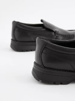 Noir - Chaussures style mocassins en cuir pour l'école