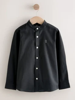 Noir - Chemise Oxford à manches longues et Col mao (3-16ans)