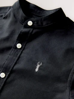 Noir - Chemise Oxford à manches longues et Col mao (3-16ans)