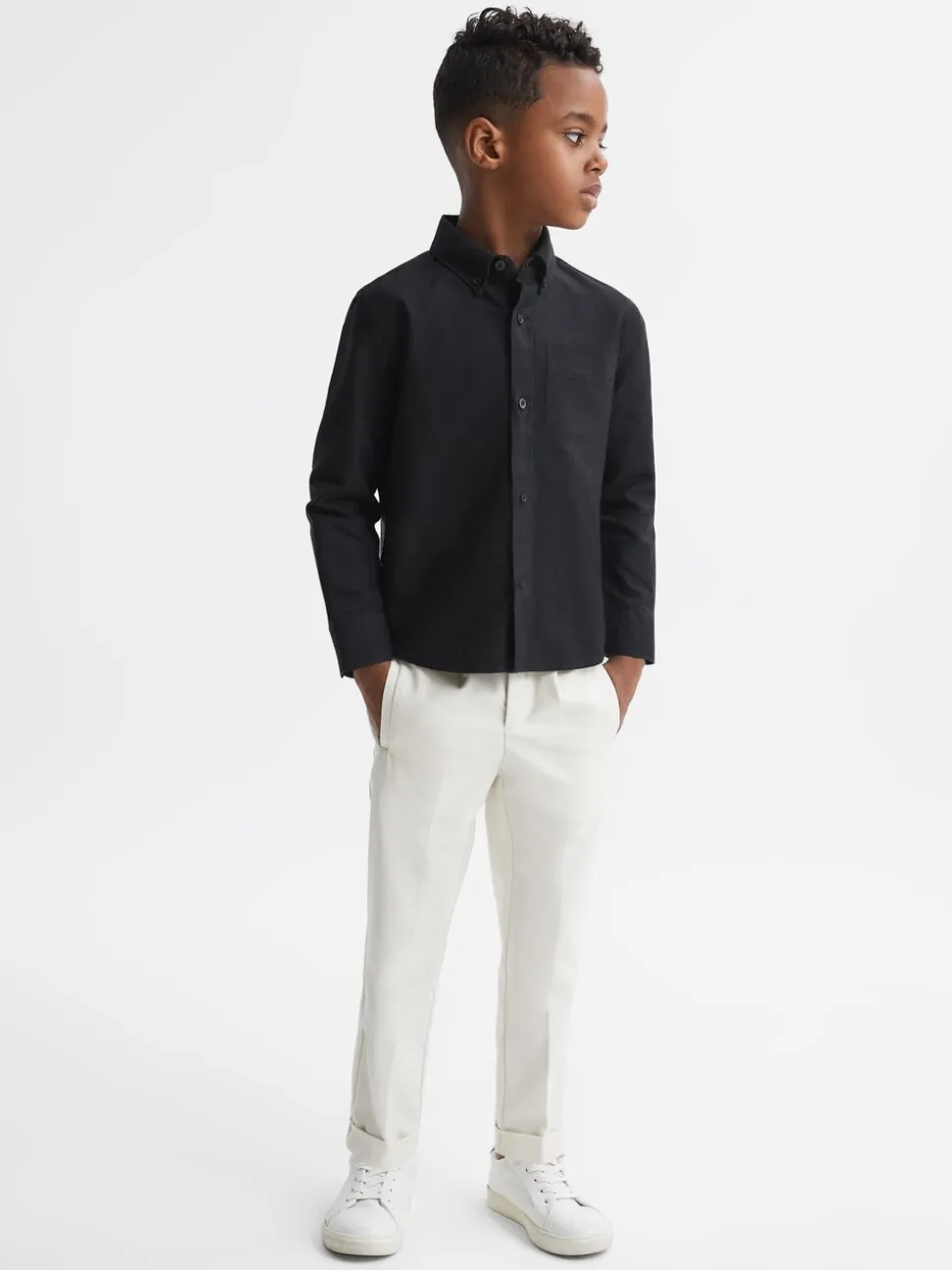 Noir - Chemise Oxford Reiss Greenwich à boutons