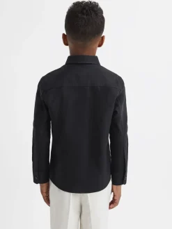 Noir - Chemise Oxford Reiss Greenwich à boutons