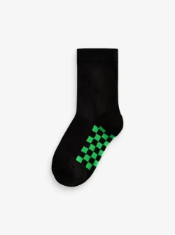 Noir à damier - Paquet de chaussettes en coton riche 7