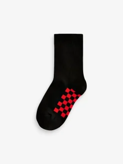 Noir à damier - Paquet de chaussettes en coton riche 7
