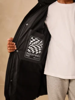 Noir - Doudoune longue Résistant à la douche (3-17ans)