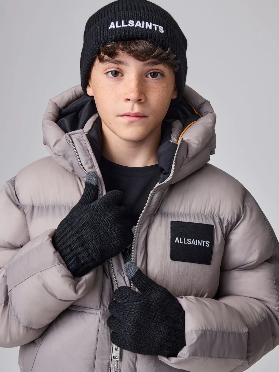 Noir - Ensemble bonnet et gants smALLSAINTS logo