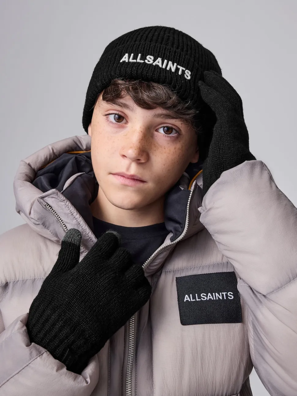 Noir - Ensemble bonnet et gants smALLSAINTS logo