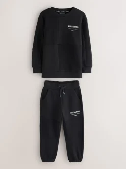 Noir - Ensemble sweat-shirt et joggings smALLSAINTS Underground oversize à empiècement texturé