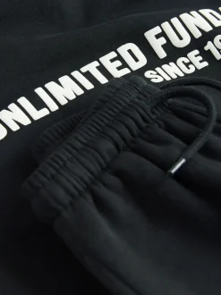 Noir - Ensemble Sweat-shirt à capuche et Survêtement à slogan (3mois-7ans)