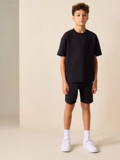 Noir - Ensemble t-shirt et short épais décontracté (3-16ans)