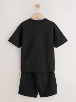 Noir - Ensemble t-shirt et short épais décontracté (3-16ans)