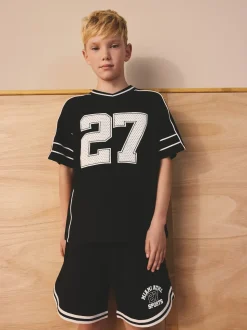 Noir - Ensemble t-shirt et short universitaire (3-16ans)