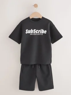 Noir - Ensemble t-shirt et short à manches courtes (3-16ans)
