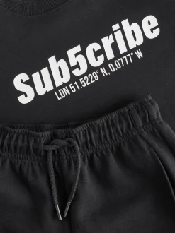 Noir - Ensemble t-shirt et short à manches courtes (3-16ans)