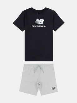 Noir - Ensemble t-shirt et short à logo empilé New Balance