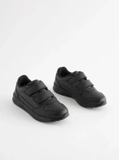 Noir - Fermeture par contact Chaussures d'école en cuir