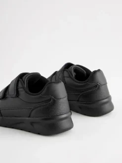 Noir - Fermeture par contact Chaussures d'école en cuir