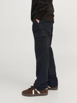 Noir - JACK & JONES JUNIOR Coupe droite Patch Pocket Cargos 100% Cotton Pantalons