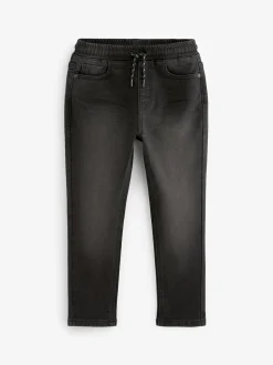 Noir - Jeans extensibles à taille élastique (3-16ans)