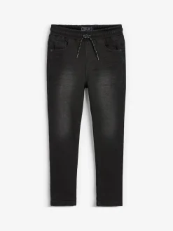 Noir - Jeans extensibles à taille élastique (3-16ans)
