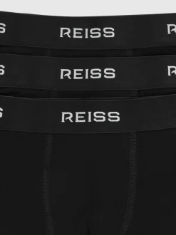 Noir - Lot de 3 boxers Reiss Heller en coton extensible à taille avec logo