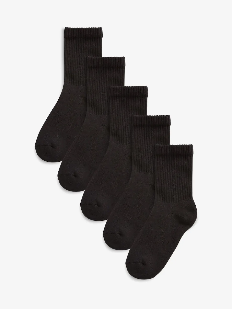 Noir - Lot de 5 paires de chaussettes côtelées en coton majoritaire à semelle intérieure rembourrée