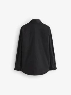 Noir - Manches longues Chemises à bordures intelligentes (3-16yrs)