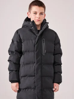 Noir - Manteau bouffant long imperméable doublé de polaire (3-17yrs)