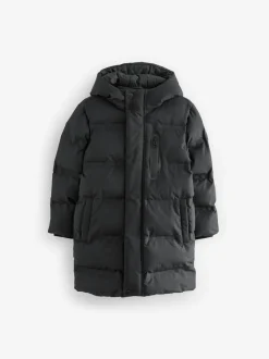 Noir - Manteau bouffant long imperméable doublé de polaire (3-17yrs)