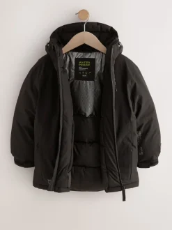 Noir - Manteau matelassé intérieur imperméable (3-16ans)
