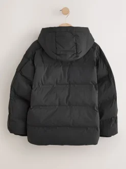 Noir - Manteau rembourré doublé en micropolaire Résistant à la douche (3-17ans)