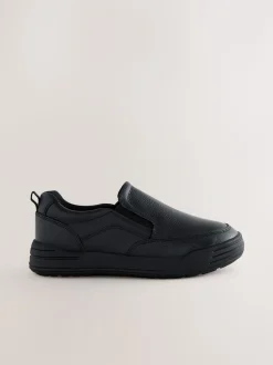 Noir - Mocassins d’école en cuir à enfiler