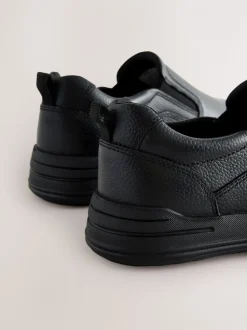 Noir - Mocassins d’école en cuir à enfiler