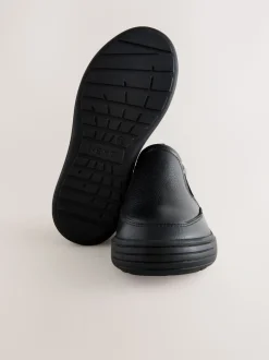 Noir - Mocassins d’école en cuir à enfiler