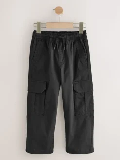 Noir - Pantalon cargo tissé (3-16ans)