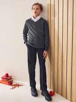 Noir - Pantalon scolaire à plis (3-17ans)