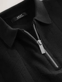 Noir - Polos tricotés à col zippé (3-16yrs)