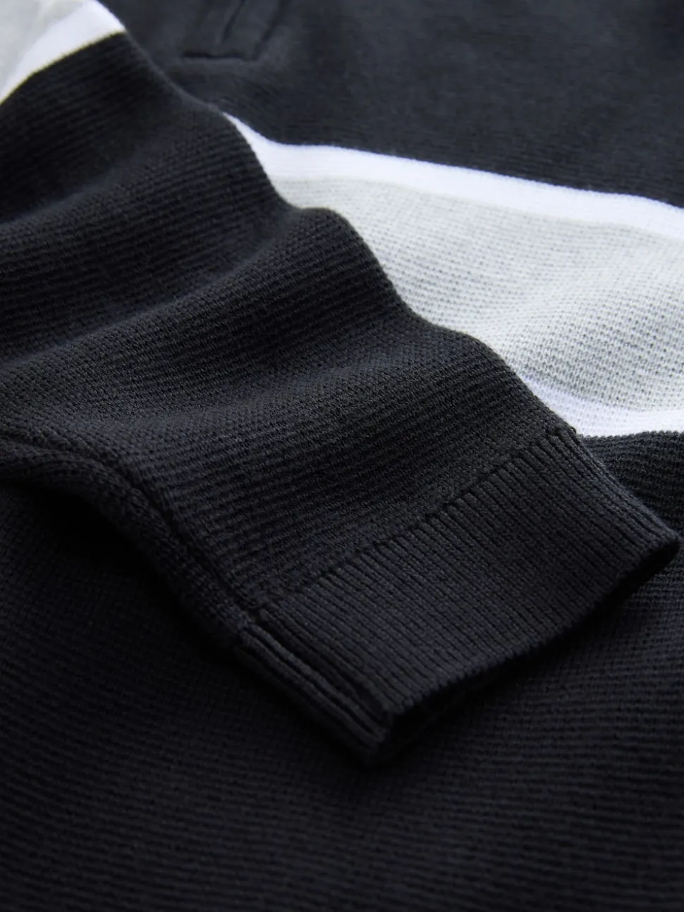 Noir - Pull colorblock en maille à col zippé (3-16ans)