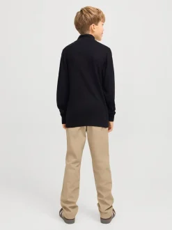 Noir - Pull JACK & JONES Junior en maille à col zippé