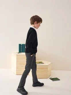 Noir - Pull scolaire en maille à col rond (3-16ans)