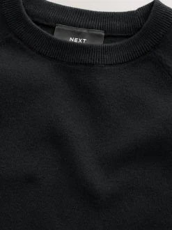 Noir - Pull scolaire en maille à col rond (3-16ans)