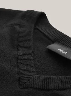 Noir - Pull scolaire tricoté à col en V (3-16ans)