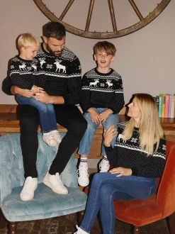 Noir - Pull The Little Tailor motif jacquard renne de Noël enfant