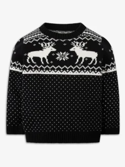 Noir - Pull The Little Tailor motif jacquard renne de Noël enfant
