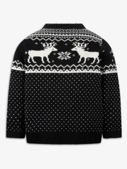 Noir - Pull The Little Tailor motif jacquard renne de Noël enfant